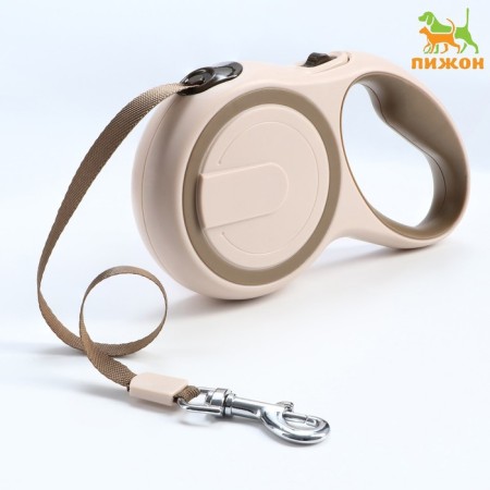 Roulette with a system of effective twisting a leash, 5 m, up to 20 kg, beige-green