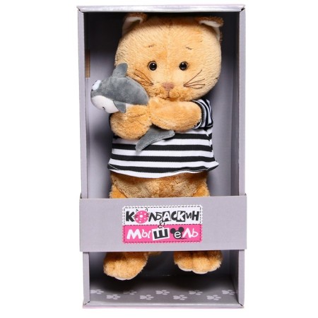 Soft toy "Cat Solbaskin in a vest with a shark", 25 cm-2
