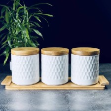 A set of cans with spoons Lenardi Bamboo, on a stand, 3 pcs