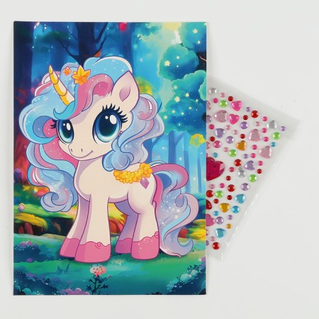 Application with rhinestones for children "Unicorn", a set for creativity, A5-1