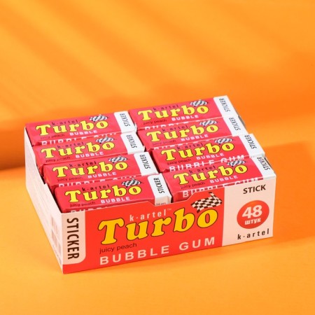 Chewing gum Turbo with a taste of a peach with a sticker, 14 g-1