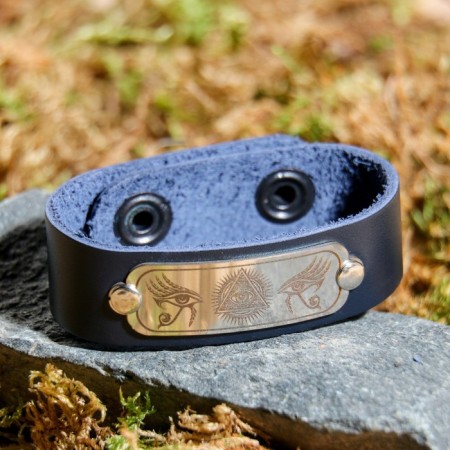 Anti-Glaz Bracelet, genuine leather, steel