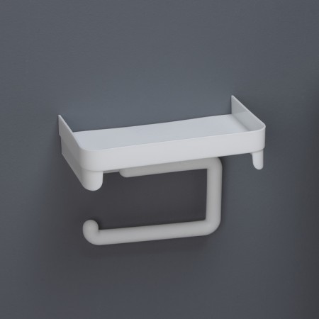 A holder for toilet paper with a shelf, white color-4