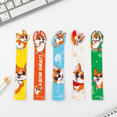 A set of cardboard figured bookmarks, 5 pcs "Corgi"-3