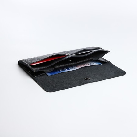 Women's wallet on the button, black color-3