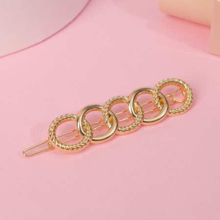 Hair clip "Jacqueline" circles, 7.5 cm, gold