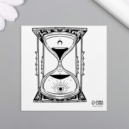 Tattoo on the body Black "Esoteric. Sanding clock" 6x6 cm-3