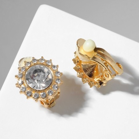 Clips "Sunflower", white color in gold-2
