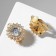 Clips "Sunflower", white color in gold