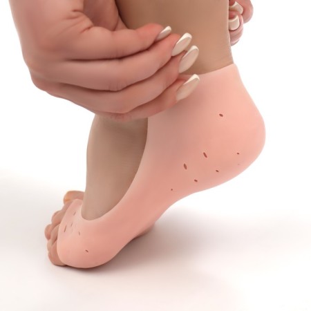 Socks for pedicure, silicone, with perforation, with a separator, 17 × 7 cm, beige color-3