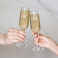 A set of champagne glasses “Mr. and Miss”, 2 pieces, 200 ml., Type of drawing: Decol