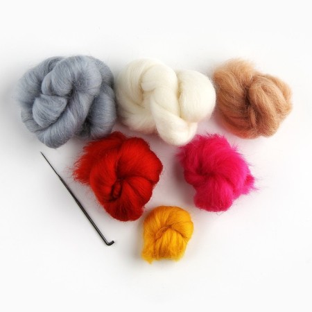 New Year's set for creativity. A toy made of wool "New Year! Gnome with a gift "-2