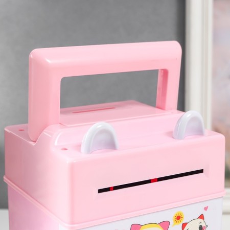 Piggy bank plastic d/coins and bills "safe with ears" code castle, sound 3AA mix 20x12.2x13 cm-4