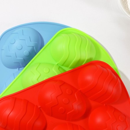 The form for baking the share "Easter. Easter eggs ”, silicone, 32.5 × 19.5 cm, 6 cells (9.7 × 6.8 cm), red color-8