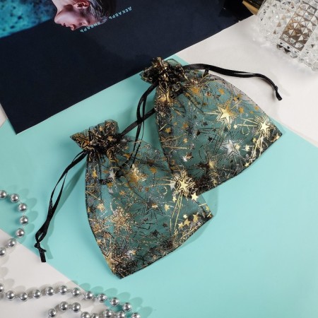Gift bag "Star flashes", 10 × 12, black color with gold-1