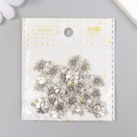 Connector for creativity Metal 2 Ears "forget -me -not" silver G081B807 1.7x1.1 cm-5