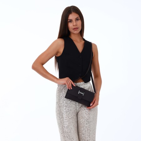 Bag-clate on magnet, long belt, brown color-8