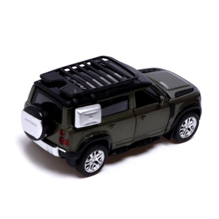 Metal machine Land Rover Defender 110, 1:43, inertia, doors open, green color-3