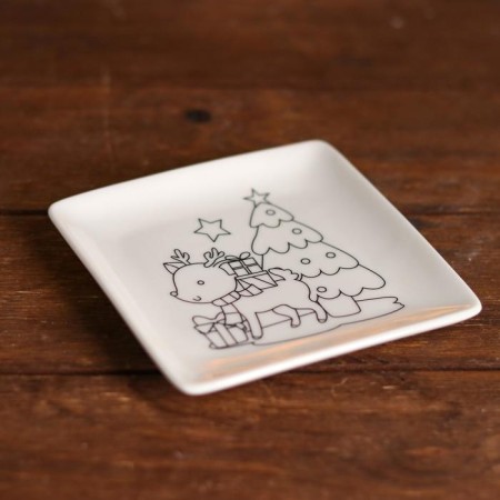 Set a plate for coloring "Deer with gifts" paint 3 centrals for 2 ml, brush-2