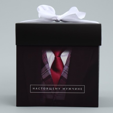 Gift folding box, packaging, “real man”, 15 x 15 x 15 cm-4