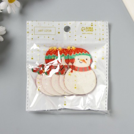 Decor for the creativity of the felt shine "Snowman" 6x5 cm-3