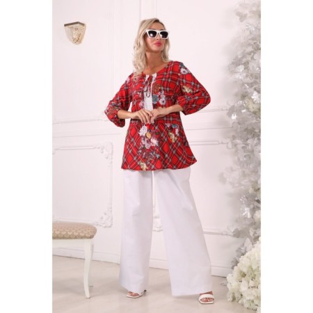 Female blouse, size 46, red color-3