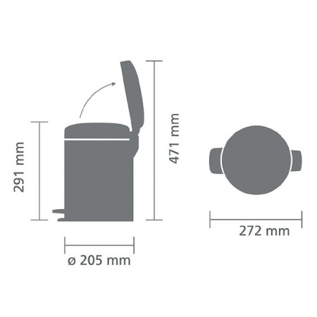 Brabantia Newcon bucket, plastic inner bucket, with pedal, platinum color, 5 liters-3