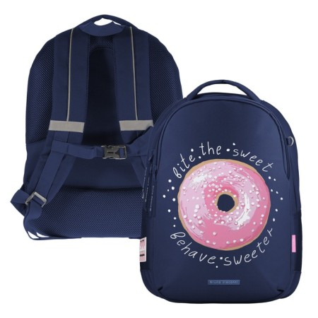 Youth backpack, 42 ​​x 31 x 14 cm, ergonomic back, Bruno VisConti 12-008, + pencil case, Donut