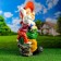 Garden figure "Dwarf with a hare" 28x49cm