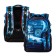 School backpack 38 x 27 x 16 cm, ergonomic back + pencil case, Skyname 57, black/blue, 57-43