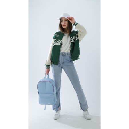 Women's backpack made of artificial leather, textura, blue color-5
