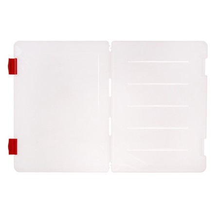 A4 document folder, with red latches, 230 x 305 x 23 mm, transparent case-3