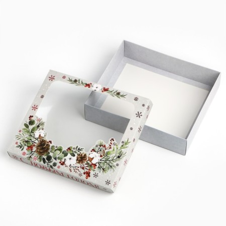 Gift box “Happy New Year”, wreath, 23.5 x 20.5 x 5.5 cm, New Year-3
