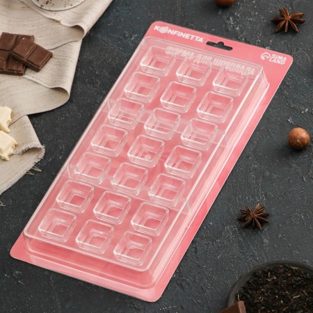 Konfinetta chocolate form “Toffi. Square ”, 27.5 × 13.5 × 2.5 cm, 21 cells (2.5 × 1.5 cm)-3