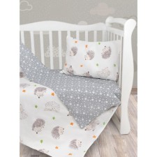 Комплект в кроватку 3 предмета AmaroBaby BABY BOOM Крошка Eжик, белый/серый (поплин)