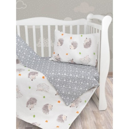 Set in a crib 3 objects of Amarobaby Baby Boom Baby Ezhik, White/Gray (Poplin)