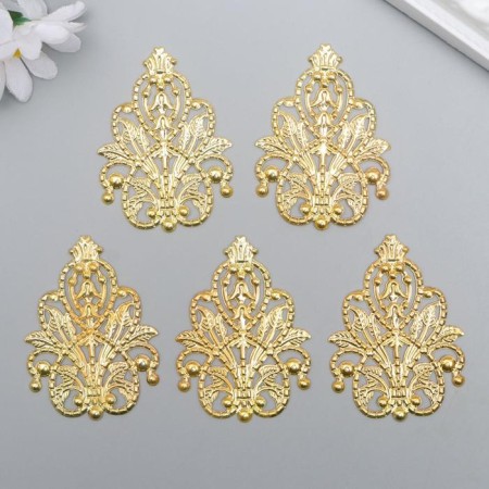 Decorative element "Ornament", color gold 3.5x4.8 cm-2