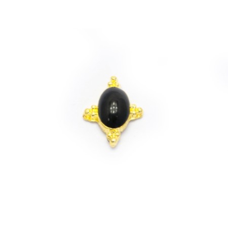 Pole Metallic fittings "Rhombus with black stone", 4 pcs