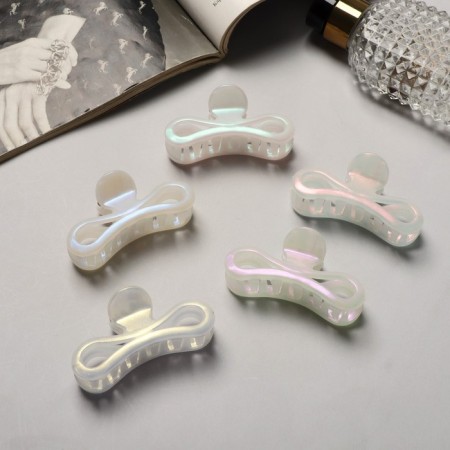 Hair crab "pearl" bend, 7 cm, white-1