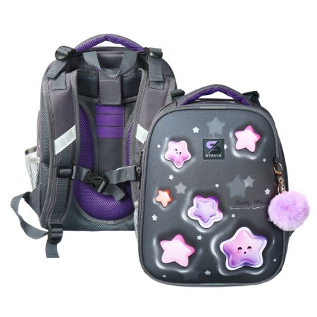 School backpack 38 x 30 x 16 cm, ergonomic back, stavia "stars", gray-2