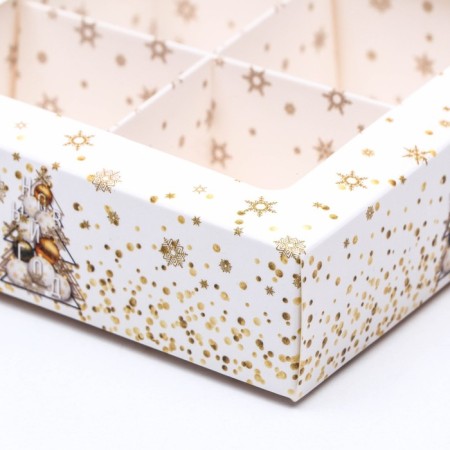 Box for sweets 4 pcs "Golden Stars", 12.6 x 12.6 x 3.5 cm-6