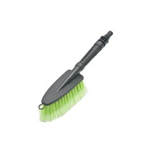 Brush for washing under the hose, with a double valve 