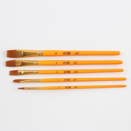 Drawing brush set of 5 pcs. Synthetics flat No. 2.4,6,8,10-3