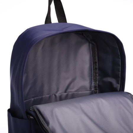 Youth backpack from textiles with a zipper, waterproof, 4 pockets, blue color-6
