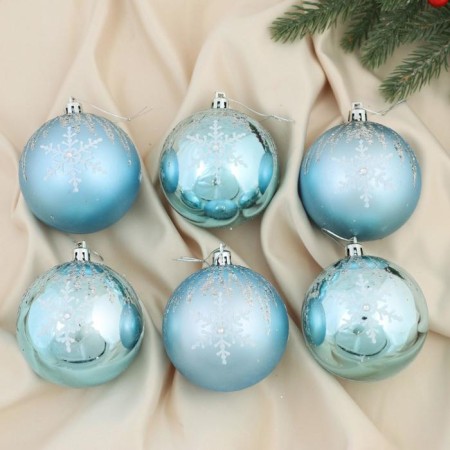 Set of balls plastic D-8 cm, 6 pcs "gerda" blue