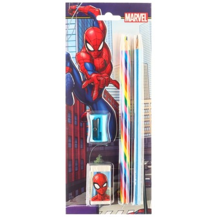 Cleaning set, sharpener, eraser, pencil, spider-man color mix-1