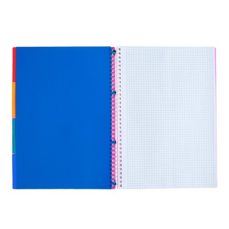 A4 notebook, 96 sheets in a cage on the crest Line Neon, plastic cover, matte lamination, 4 color separator, pink-4