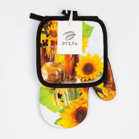 Kitchen set 2 segments of Ethel “Sunflower”, a grade 17x17 cm, mittens 24x16 cm, 100% p/e-5
