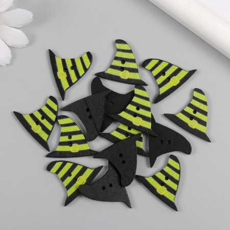 Buttons wood for creativity 2 punctures "witch cap" set of 15 pcs 2.4x2.9 cm-2