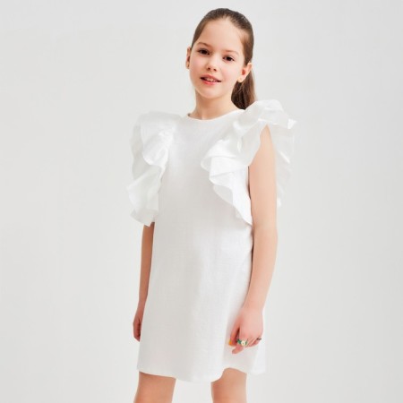 Платье для девочки MINAKU: Cotton Collection цвет белый, рост 140-3